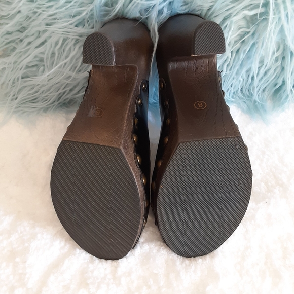 NWOT, Open Toe Shoes Vegan Leather Chocolate Brown - Picture 2 of 3